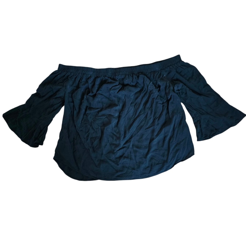 Old Navy Black Off The Shoulder Top Bell‎ Sleeve Petite Bohemian Blouse